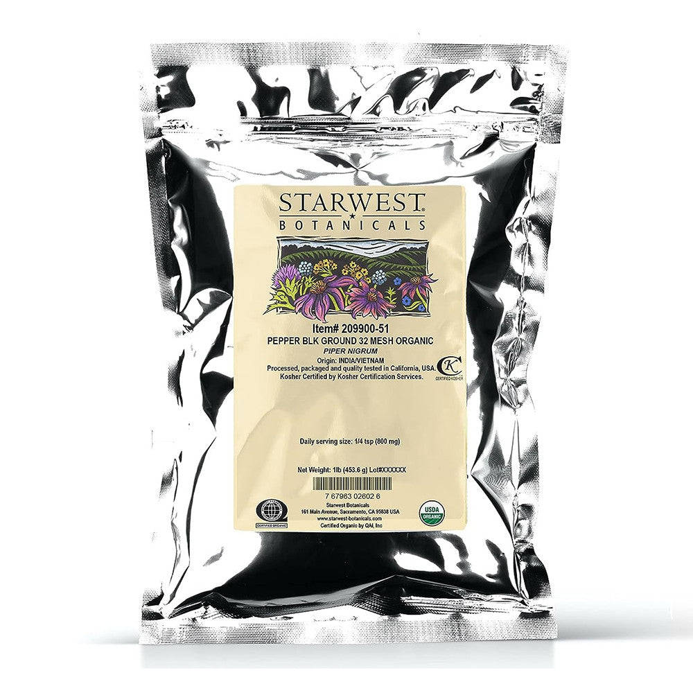 Starwest Botanicals Organic Pepper Black Medium Grind, 16 Oz